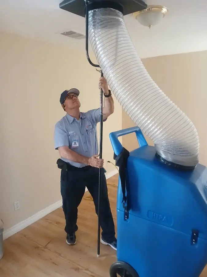Mini Split Installation technician using HEPA equipment in San Rafael